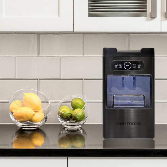 Machine a glacons a chargement frontal Kenmore, 26 lb/24 h, acier inoxydable noir