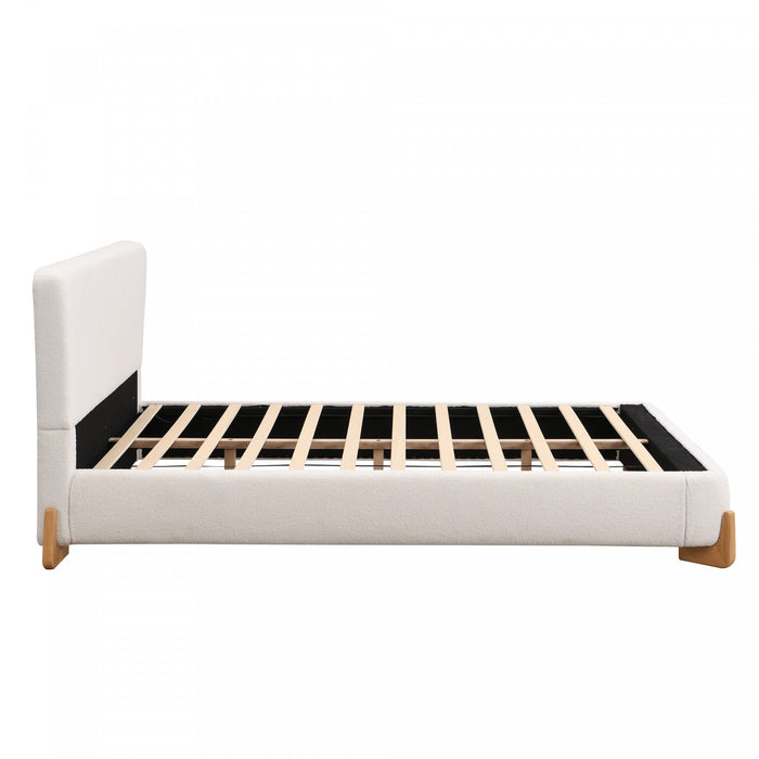 Olivia Lit elegant et confortable avec revetement, Taille King, Blanc