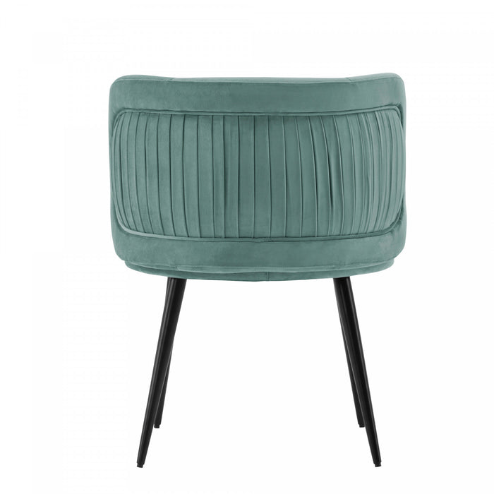 Chaise de salle a manger Kaya en bois moderne et velours vert menthe - Lot de 2