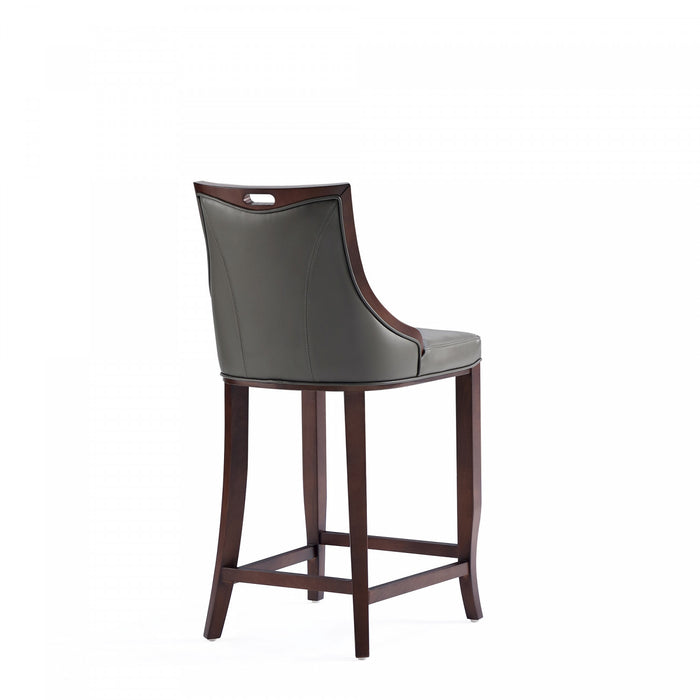 Tabouret de bar en bois traditionnel Emperor avec assise rembourree, graphite - Lot de 3