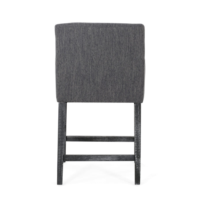 Ensemble De 2 Tabourets De Comptoir Lewis, Assise De 66 cm – Tissu Rembourre Et Pieds En Bois Massif, Charbon