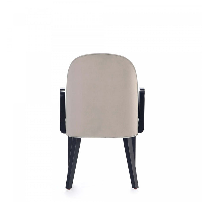Fauteuil moderne en bois Hillman avec accoudoirs, tissu gris clair