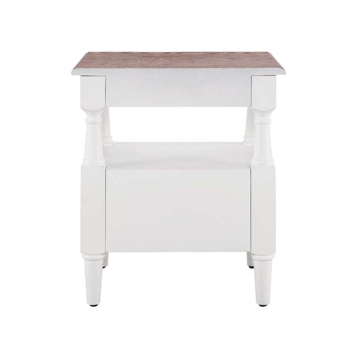 Emma Table de Nuit en Bois a 2 Tiroirs pour Chambre a Coucher avec Pieds Antiderapants, Blanc Lait