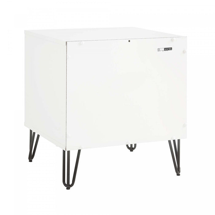 Table de nuit moderne Dumbo 20\" a rainures, gris rustique et blanc (1 tiroir)