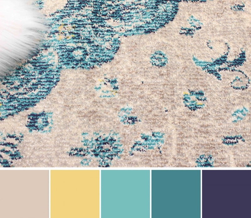 Tapis Traditionnel Daria 5'0\" x 8'0\" en Bleu