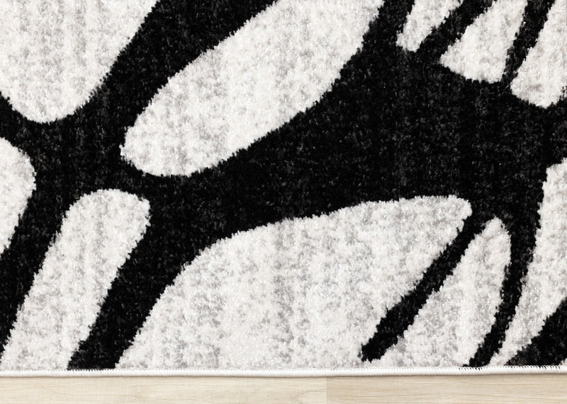 Tapis Emmett gris et noir avec motif tourbillon, 5'3\" x 7'7\"