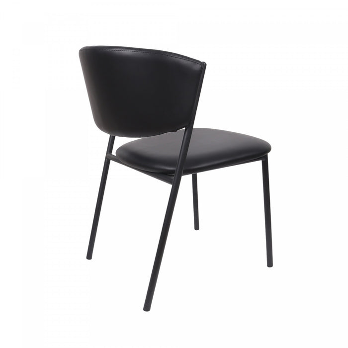Chaise laterale contemporaine moderne Drift en cuir vegetalien et metal noir - Lot de 4