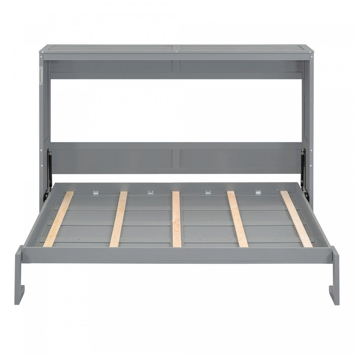 Evelyn Lit mural escamotable gain de place Murphy avec design d’armoire pliable, taille Queen, gris