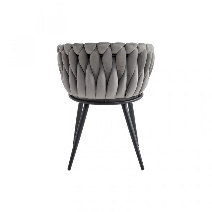 Chaise de salle à manger avec accoudoirs Hildy en velours gris foncé (ensemble de 2)