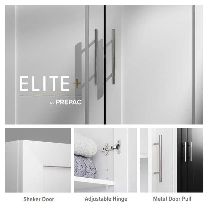 Armoire d’appoint de rangement Elite avec portes à panneaux et 3 tablettes - blanche
