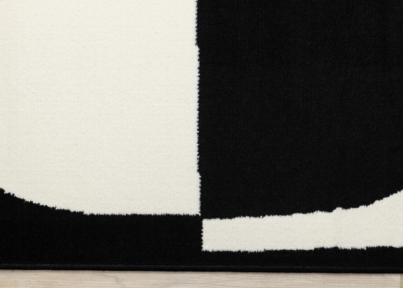 Motif geometrique dynamique noir et blanc Florence, 6'7\" x 9'6\"