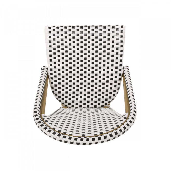 Chaises de bistrot francaises Julien en rotin synthetique et aluminium, lot de 2 - noir et blanc