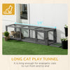 Pawhut 59" Long Cat Tunnel, Cat Shelter L- Shape With Extendable Design, Cat Enclosure For Indoor/ou|Pawhut Tunnel Pour Chat De 59" Avec Design Extensible, Tunnel En Bois Pour Chat Avec Protection Cont