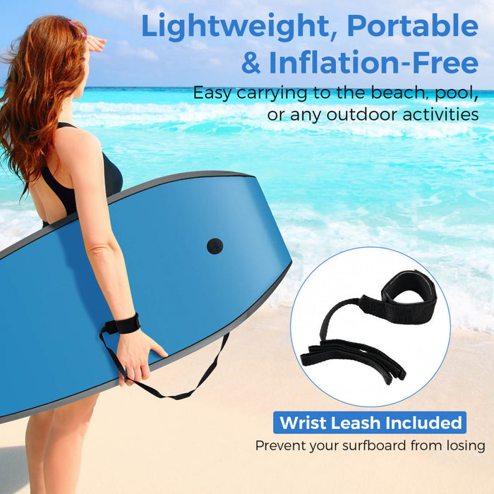 Costway 33\" Body Board Leger Avec Eps Core Xpe Deck Hdpe Fond Croissant Tail Bleu