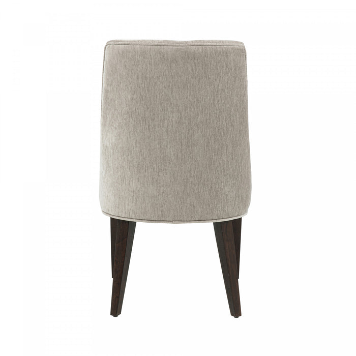 Chaise de salle a manger moderne en bois avec chenille Beever, taupe - Lot de 4