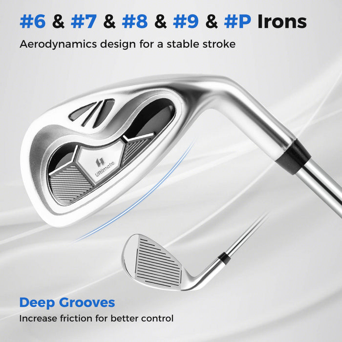 Ensemble Complet De 10 Clubs De Golf De Marque Costway Pour Hommes Avec Driver En Alliage Noir