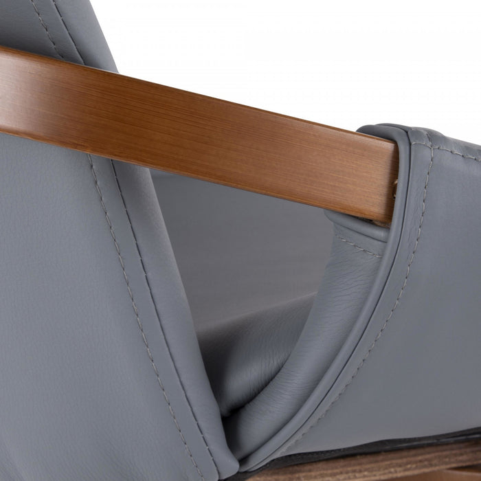 Tabouret moderne du milieu du 20e siècle Cosmo de hauteur comptoir en similicuir - noyer et gris