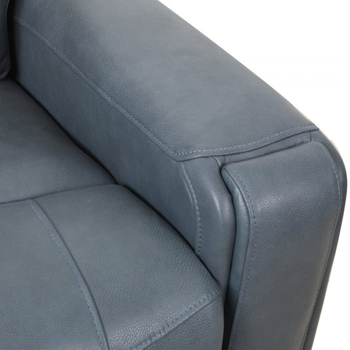 Sofa inclinable electrique Bellamy de 78 po en cuir assorti avec appuie-tete ajustable et USB - Bleu
