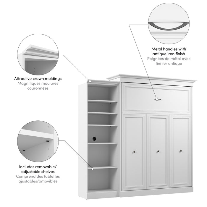 Grand lit escamotable Versatile de Bestar de 92 po (L) avec organisateur de garde-robe - blanc