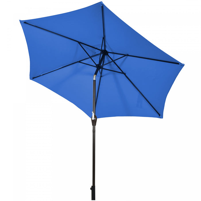 Costway Parasol de table de marche exterieur de 9 pieds avec bouton poussoir, inclinaison, manivelle, levage, bleu