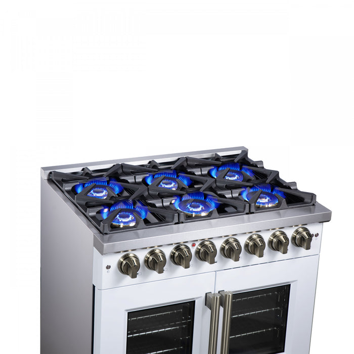 Cuisiniere a double combustible Capriasca de 36 po, blanche, 5.36 pi³ – FFSGS6387-36BLK