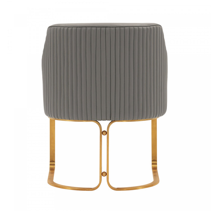 Chaise de salle a manger moderne en bois et cuir vegetalien Raya en taupe - Lot de 2