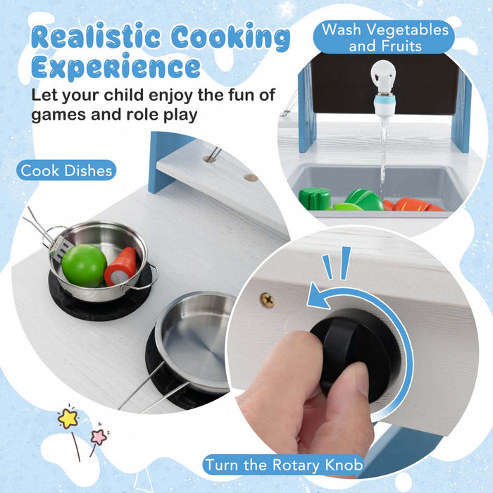 Costway 2-en-1 Cuisine De Boue En Bois Avec Effet Sonore De Robinet De Boite D'eau Evier Amovible