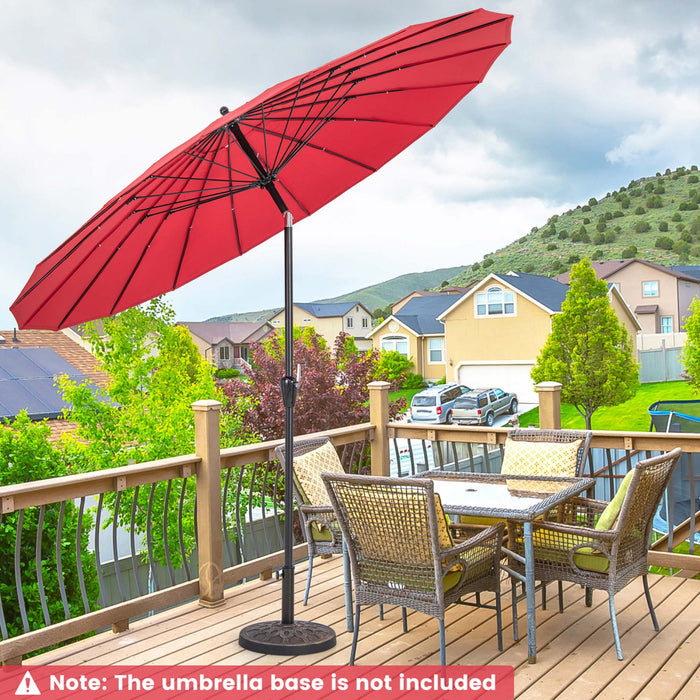 Parasol rond de marche Costway de 9 pieds avec inclination par bouton-poussoir, manivelle, partie superieure ventilee, couleur vin