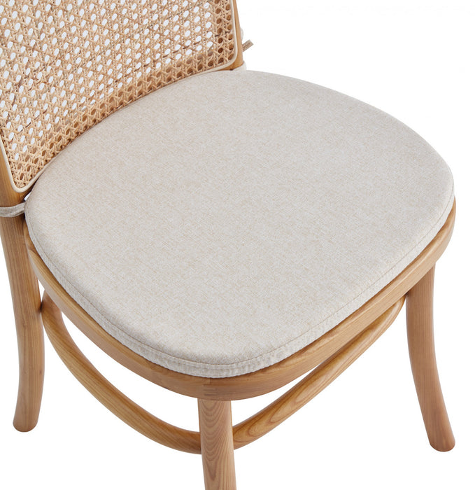 Chaise de salle a manger Paragon Industry Chic avec dossier en cannage et assise rembourree en bois, coloris flocon d’avoine – Lot de 4