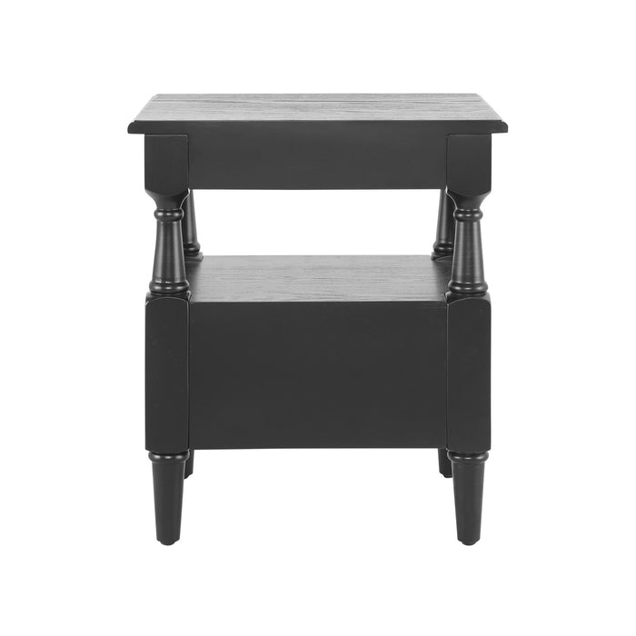 Emma Table de Nuit en Bois a 2 Tiroirs pour Chambre a Coucher avec Pieds Antiderapants, Noir