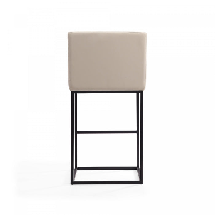 Tabouret de bar rembourre en metal style mid-century modern Ambassador, creme – Lot de 2