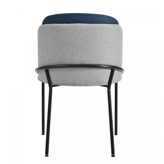 Olivia Ensemble de 2 chaises de salle a manger modernes avec pieds inclines et pieds reglables, bleu et gris