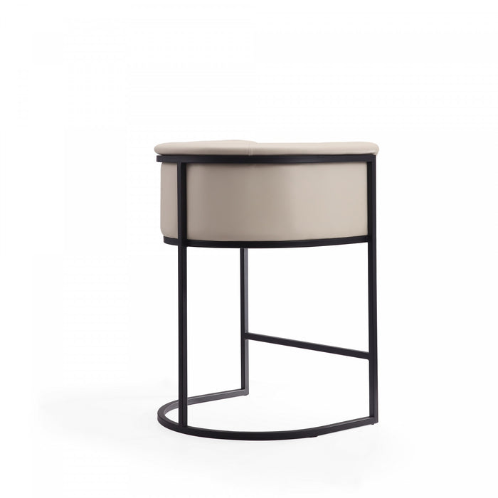 Tabouret de comptoir moderne du milieu du siecle en metal et tissu creme Cosmopolitan - Lot de 2