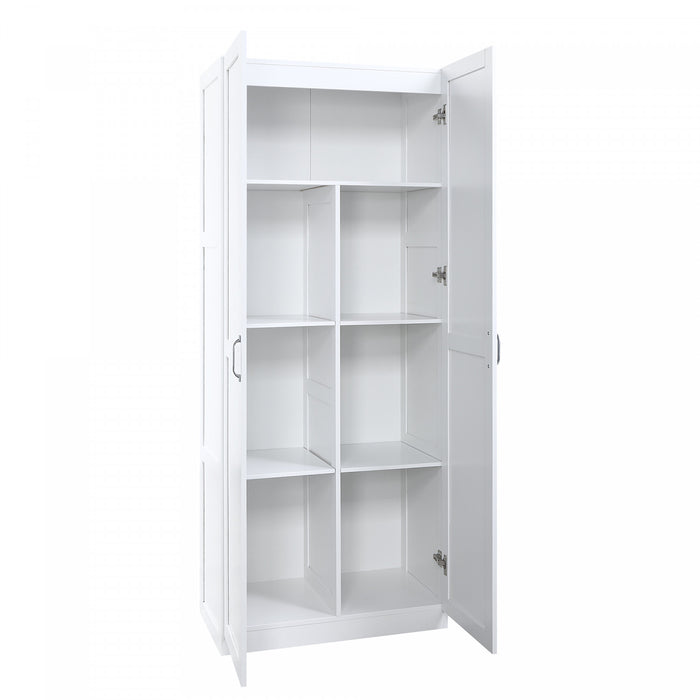 Armoire de rangement moderne Hopkins 30\" en blanc (7 etageres) - Lot de 2