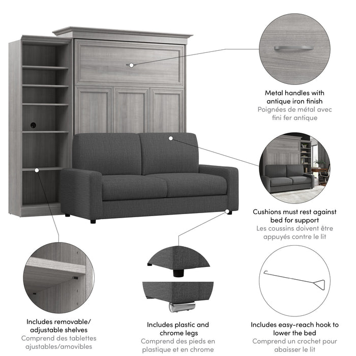 Grand lit escamotable Versatile de Bestar de 92 po (L) avec sofa et organisateur de garde-robe - blanc