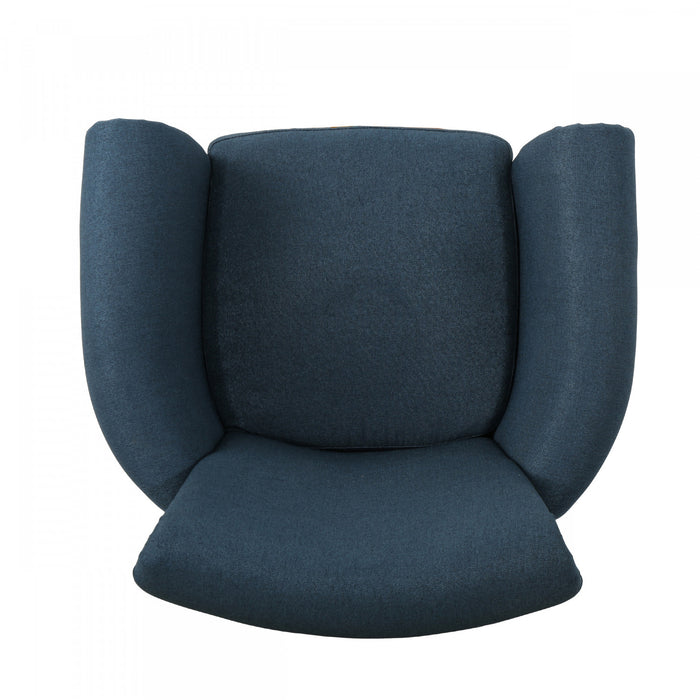 Chaise Mason En Tissu Avec Pieds En Bois Et Finition Cloutée - Bleu Marine