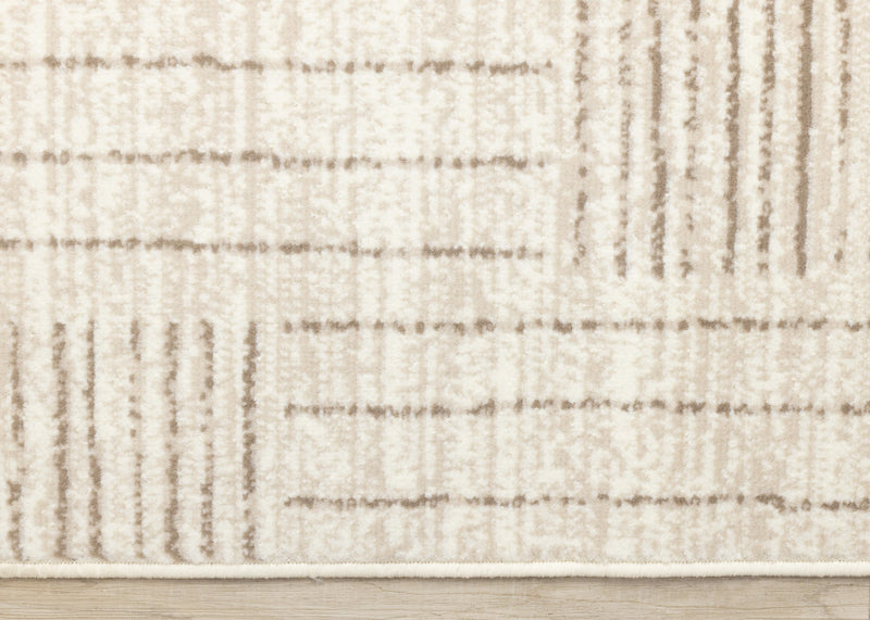 Tapis Florence Brown Cream a motif geometrique a lignes lineaires, 6'7\" x 9'6\"