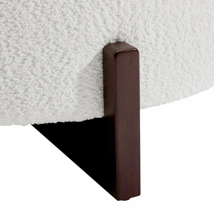 Table Basse Ottoman Ronde Sophia avec Rembourrage Capitonne et Rangement - Blanc