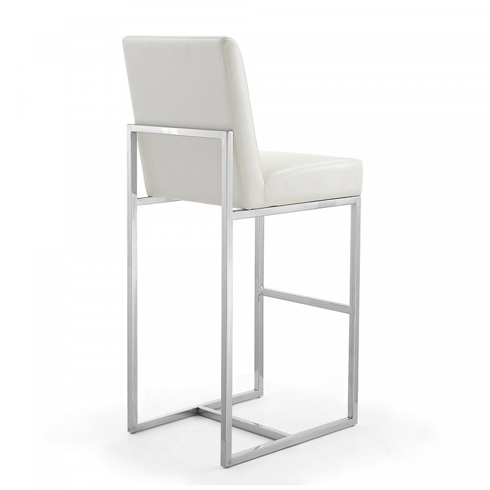 Tabouret de bar moderne en metal et tissu Element, blanc perle - Lot de 3
