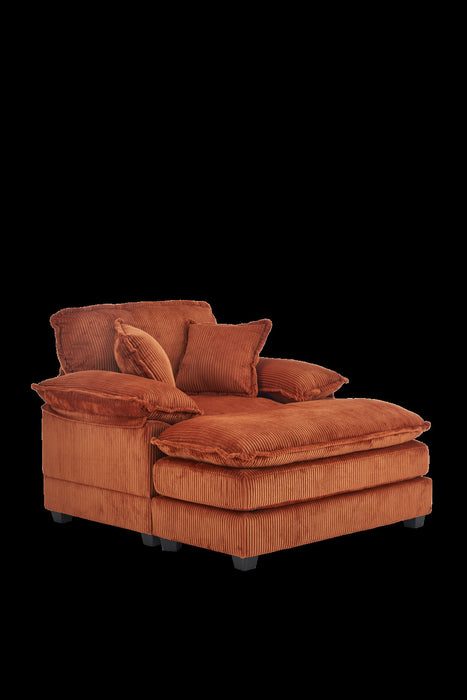 Liam Canape d'interieur moderne en velours cotele 46,9\" avec 2 coussins moelleux, Orange