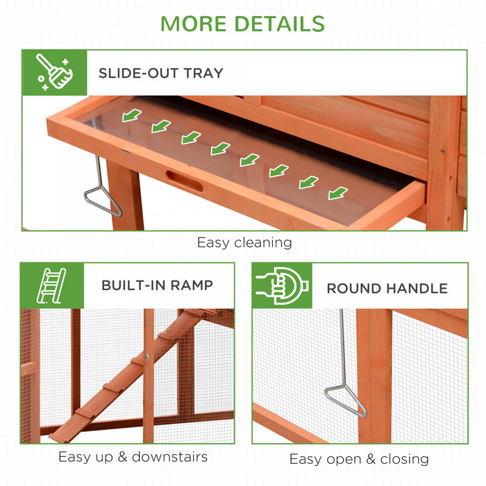 Pawhut 82\" Poulailler De Luxe En Bois Poulailler Lapin Clapier Cage A Volaille Stylo Cour Arriere Avec Enclos Et Nichoir