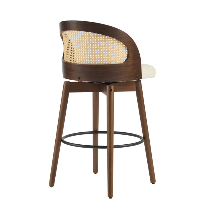 Calvin – Lot de 2 tabourets de bar de hauteur comptoir pivotants pour interieur avec dossier ergonomique, finition noyer