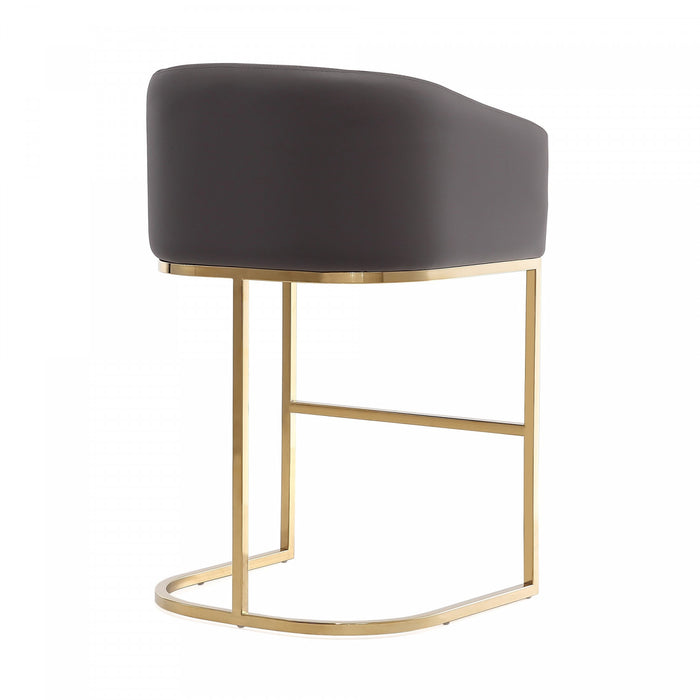 Tabouret de comptoir rembourre en metal gris style mid-century modern Louvre - Lot de 2