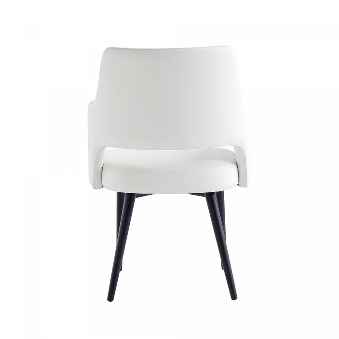 Fauteuil moderne Tremont en metal et cuir vegetalien blanc