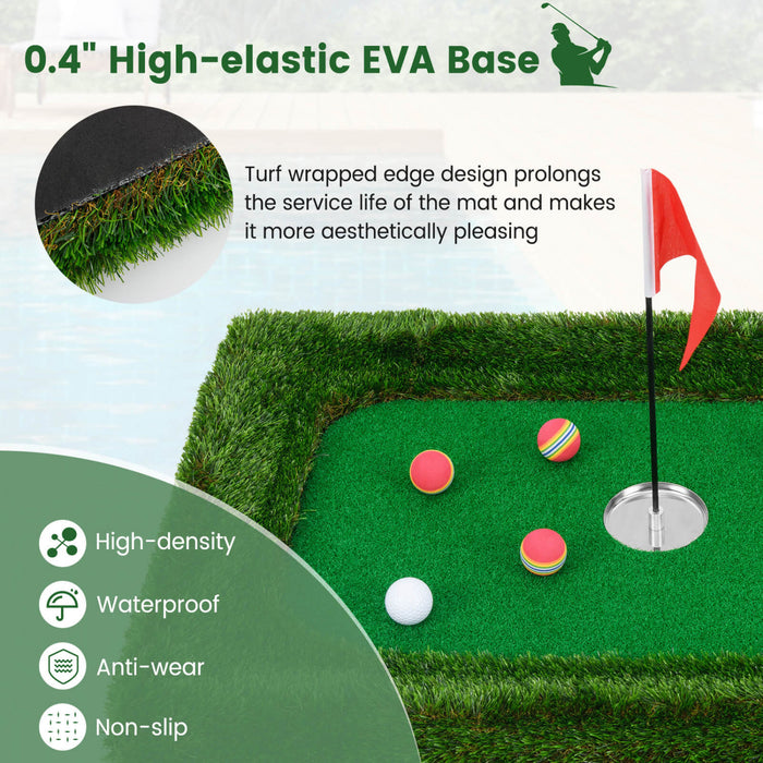 Costway Rectangulaire Flottant Golf Vert Pour La Piscine Comprend Le Tapis De Golf Frappant 6 Balles De Golf