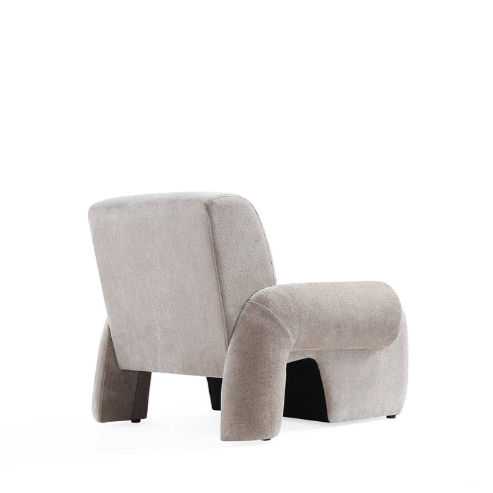 Fauteuil lounge en chenille beige Verandah style mid-century modern