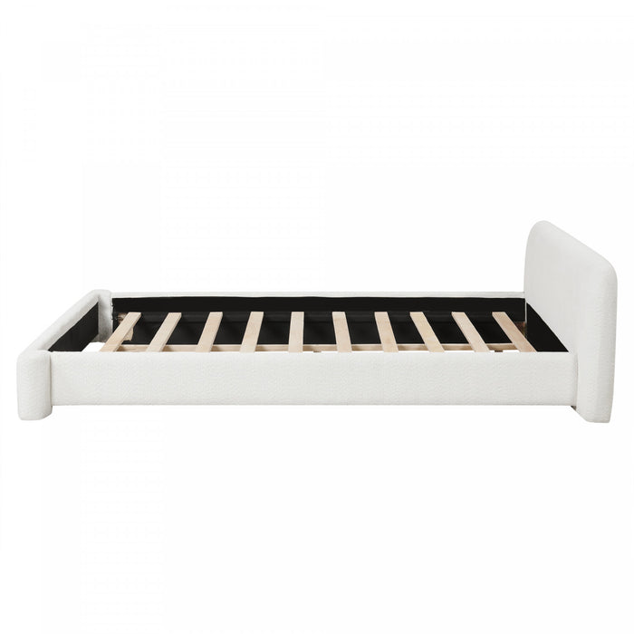 Joyce Lit confortable et elegant avec revetement pour chambre, Taille Queen, Blanc