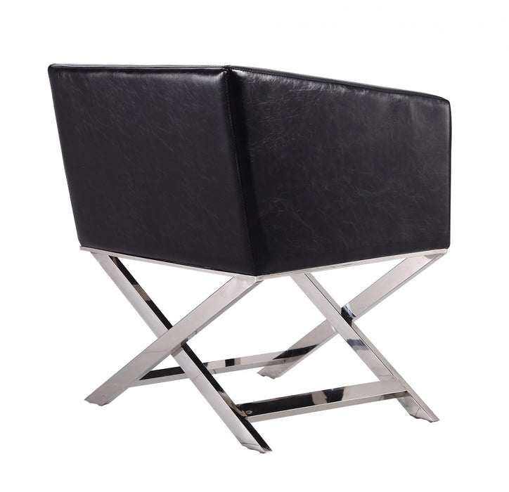 Fauteuil d’appoint contemporain en cuir vegetalien Hollywood, noir – Lot de 2