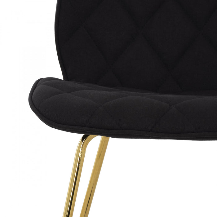 Chaise d'appoint Brynlee noire capitonnee avec pieds dores (ens. de 2)
