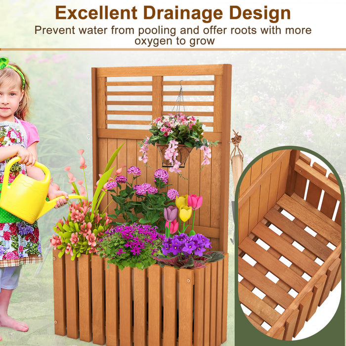 Costway Plante En Bois Stand Souleve Lit De Jardin Avec Trellis & Planter Box Ecran De Confidentialite